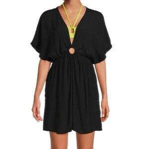 Time & Tru (L-XL) O ring batwing black swim suit dress summer coverup